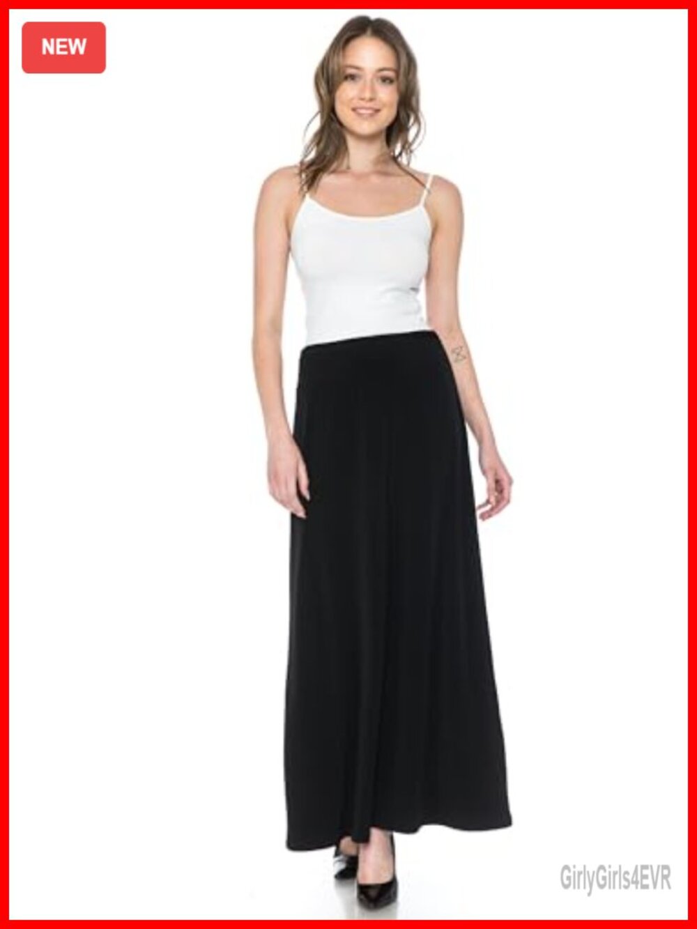 High Waist A-Line Maxi Skirt Ruched Waist Casual Knit